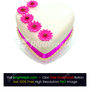 White Heart Shape Clipart Flower Cake PNG