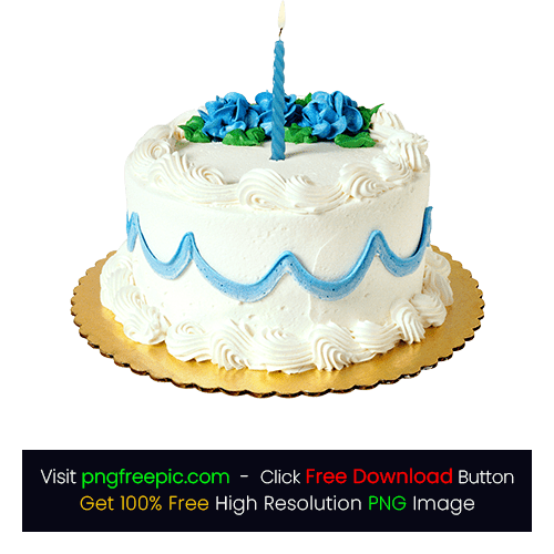 White Cake Blue Candle PNG