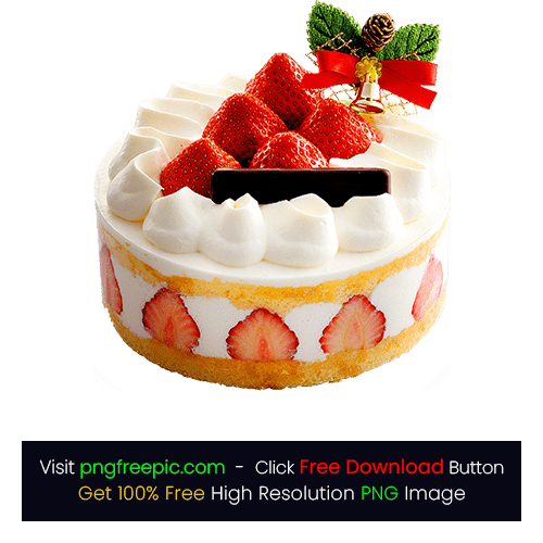 Strawberry Slice White Cream Cake PNG