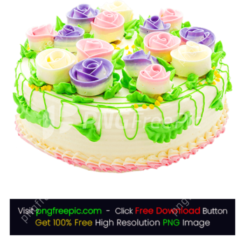 Colored Flower Cream White Cake PNG