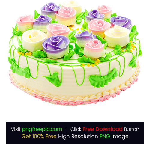 Colored Flower Cream White Cake PNG