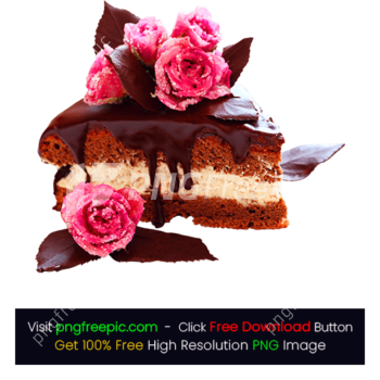 Slice Melting Chocolate Rose Cake PNG