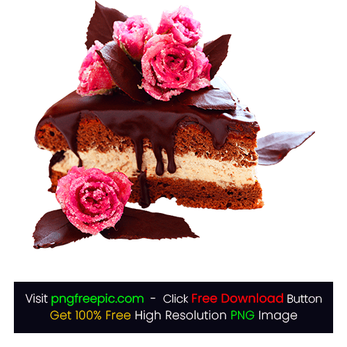 Slice Melting Chocolate Rose Cake PNG