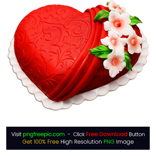 Red Heart Shaped Flower Cake PNG