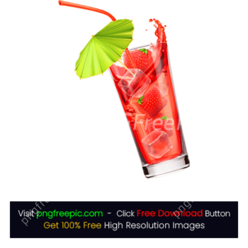 Strawberry Juice Ice Glass Drinks PNG