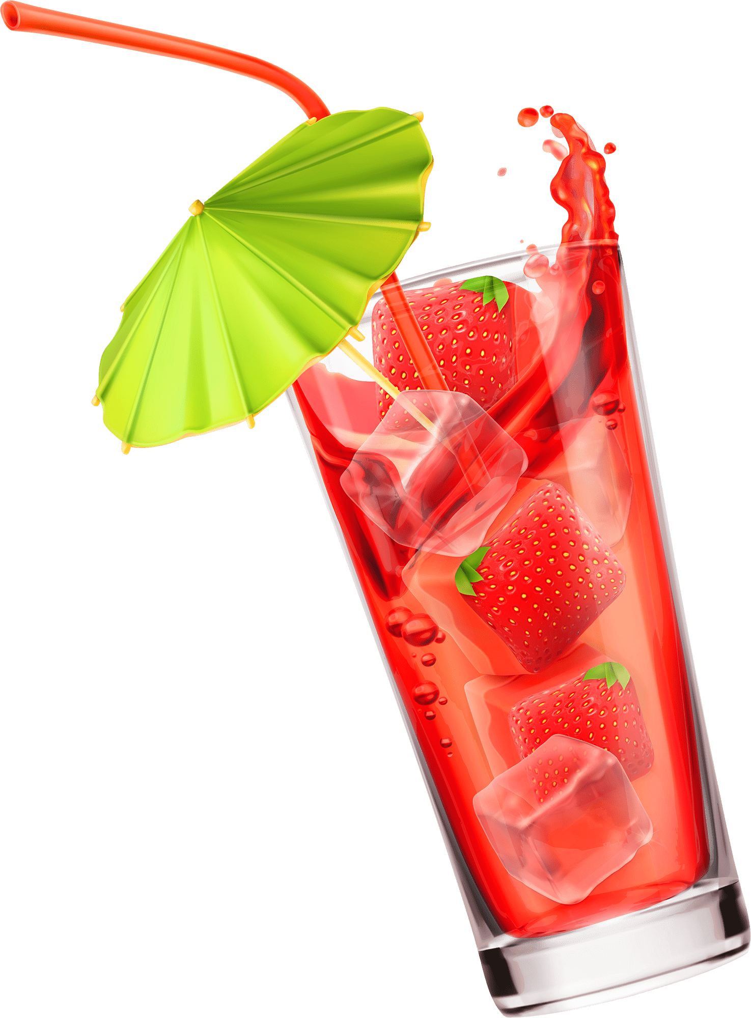 Strawberry Juice Ice Glass Drinks PNG - Cocktail Soda Drink Glass PNG