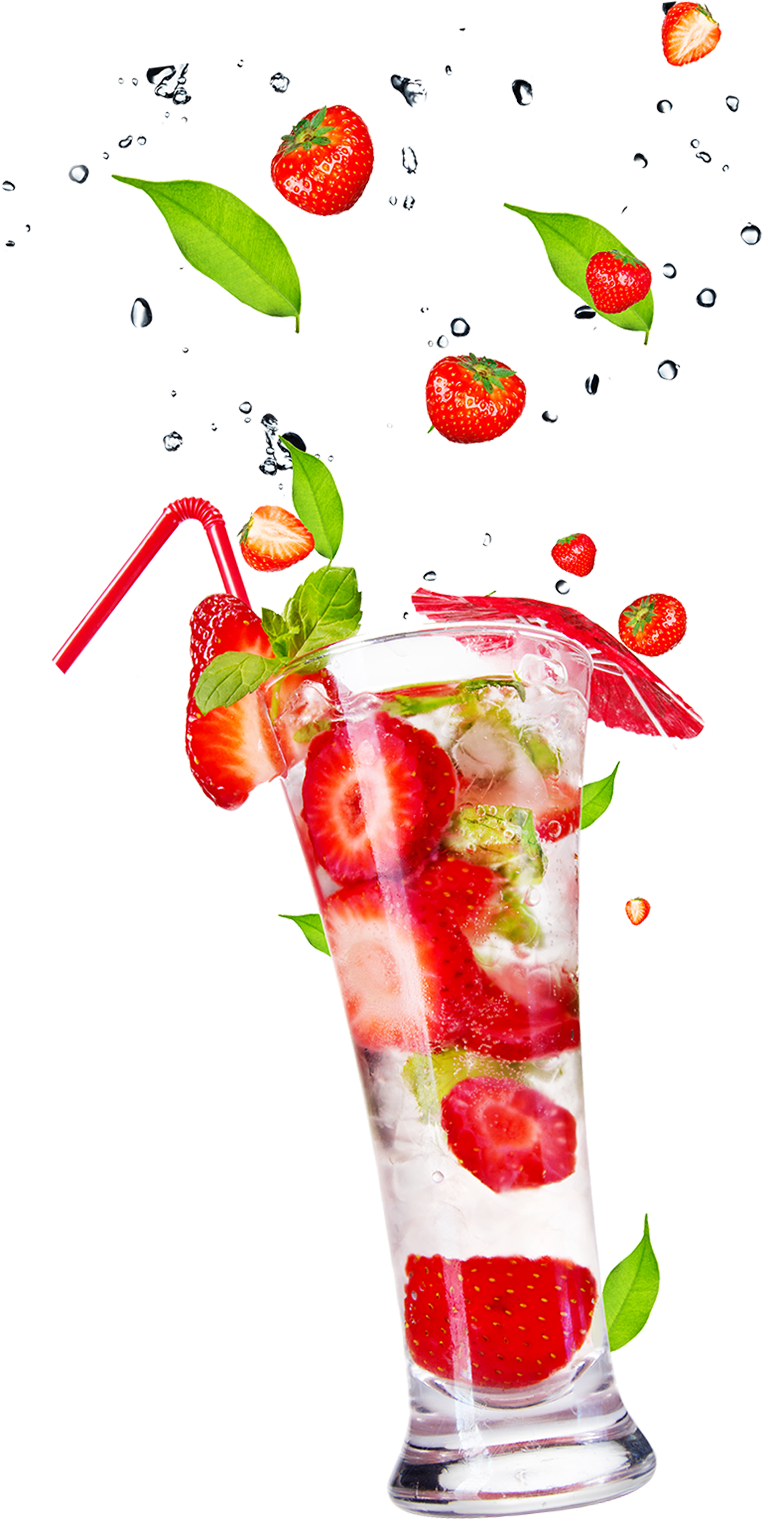 Fresh Strawberry Splashing Juice Ice PNG - Cocktail Soda Drink Ice Glass