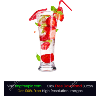 Fresh Strawberry Juice Ice Glass PNG