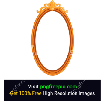 Ornate Oval Frame PNG Golden Color