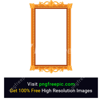 Ornate Portrait Frame PNG Golden Color