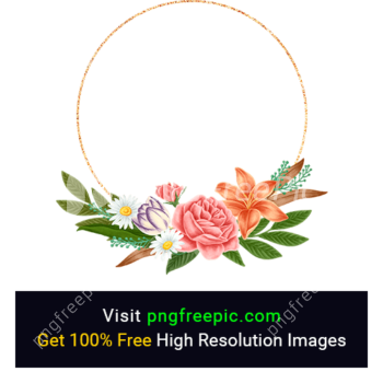 Floral Color Round Frame PNG