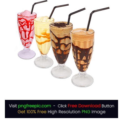 Four Parfait Glasses Milkshake Juice Cocktail Smoothie PNG