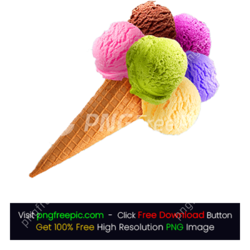 Color Ice Cream Balls Cones Frozen Dessert Gelato PNG