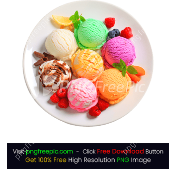Plate Ice Cream Balls Cafe Gelato Fudge PNG