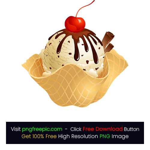 Melted Chocolate Ice Cream Ball Cherry Cone Clipart PNG