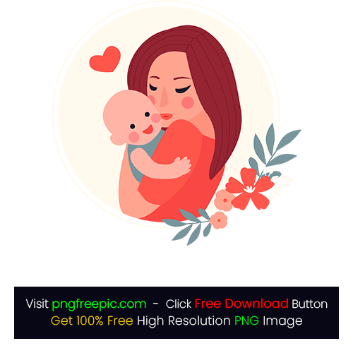 Lovely Baby Mom Heart Flower PNG