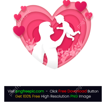 Abstract Vector Heart Shape Mom Baby PNG