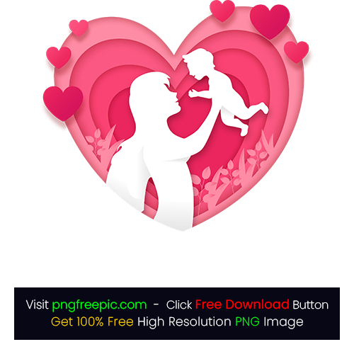 Abstract Vector Heart Shape Mom Baby PNG