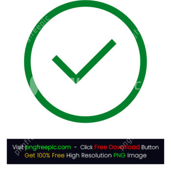 Green Check Tick Thin Bordered PNG