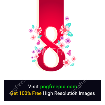 Woman's Day Floral Eight Number PNG