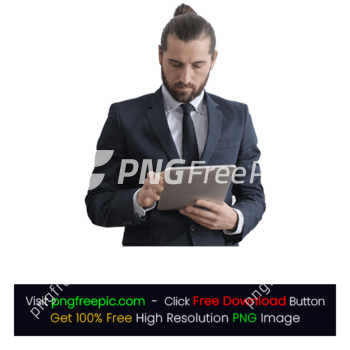 Business Man Tablet Holding PNG