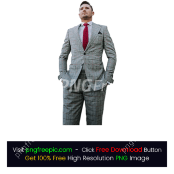 Red Tie Check Suit Coat Man PNG