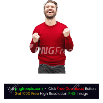 Red T-Shirt Success Smiley Face Man PNG