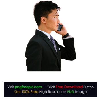 Phone Calling Black Coat Tie Shirt Man PNG