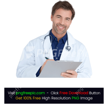 Smiling Male Doctor Stethoscope Note PNG