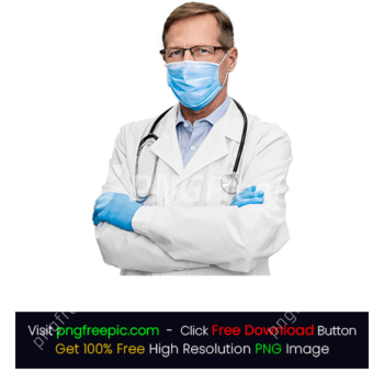 Male Doctor Wearing Dress Gloves Mask Stethoscope PNG