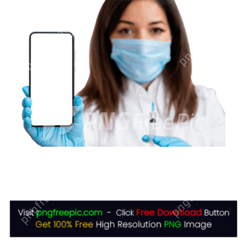 Doctor Holding Mobile Phone Wearing Mask PNG