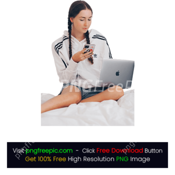 Woman Girl Lady Mac book Laptop Mobile Bed PNG