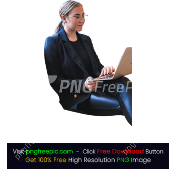 Corporate Woman Lady Girl Work Laptop Sunglass Coat PNG