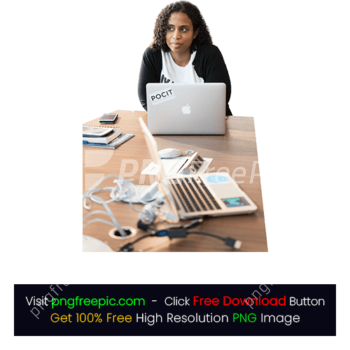 Corporate Women Lady Thinking Ideas Laptop Table PNG
