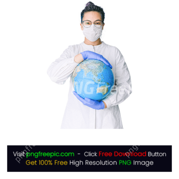 Doctor Face Mask Gloves Holding a Globe PNG