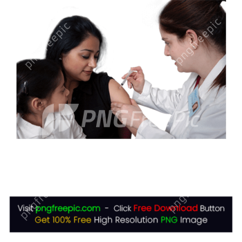 Doctor Injecting Woman's Arm Carrying Child PNG