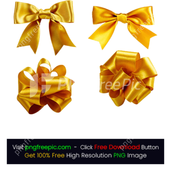 Golden Ribbons Satin Colored Raffia Bow PNG