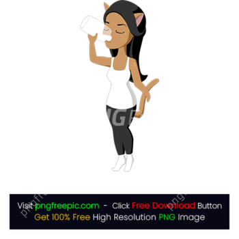 Woman Cat Milk Drink Abstract Clipart PNG