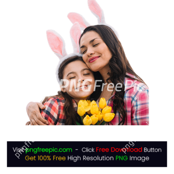 Mother Daughter Embracing Flower PNG