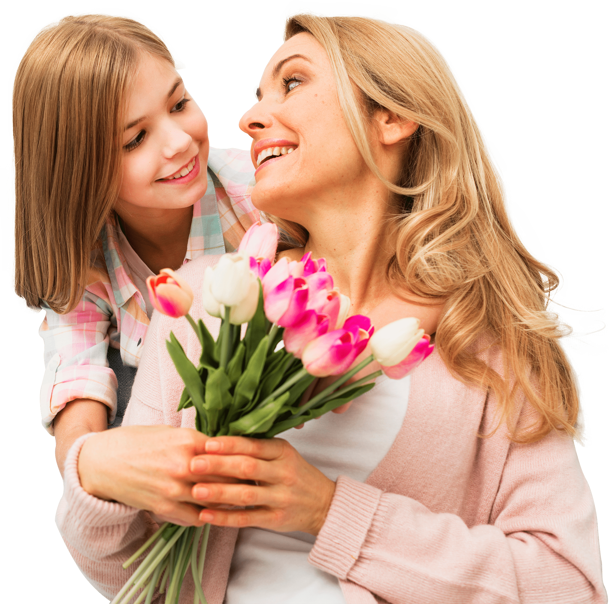 Цветные мамы. Празднование дня матери. Цветы для мамы. Мама. Мама и дочка с тюльпанами.