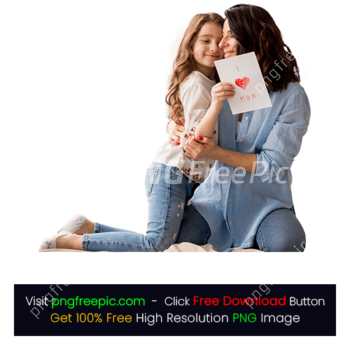Mother Hugging Daughter Greeting Card PNG