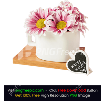 Beautiful Flowers Vase Happy Mother's Day PNG