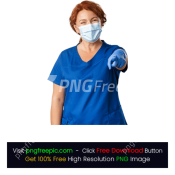 Doctor Physician Nurse Mask Gloves Pointing PNG