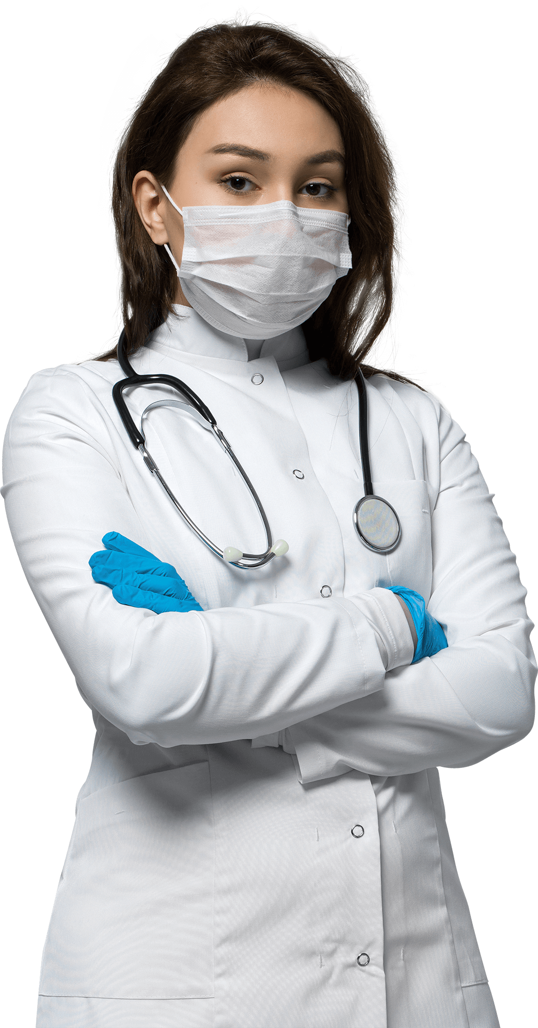 Nurse Doctor Physician Mask Stethosecope Gloves Standing PNG Free