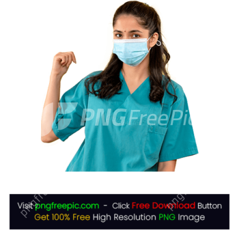 Beautiful Female Doctor Nurse Uniform Pointing Mask PNG