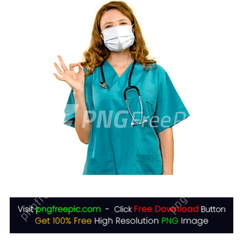 Doctor Female Nurse Mask Uniform Ok Sign Stethoscope PNG