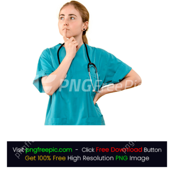 Female Doctor Nurse Thinking Medic Hospital Health Stethoscope PNG