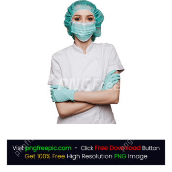 Confident Microbiologist Wearing Gloves Mask Surgical Cap Nurse PNG