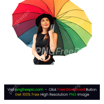 Black Dress Woman Rainbow Colorful Umbrella PNG