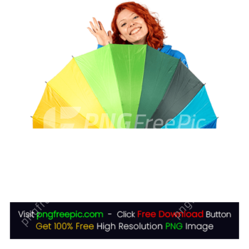Multi Color Best Big Umbrella Smiling Woman PNG